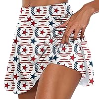 Spandex Shorts Women Womens Flowy Shorts Butterfly Workout Shorts American Flag Ruched Pleated Skirt Shorts Breathable Quick Dry Athletic Skirts Patriotic Stars Stripes Red M