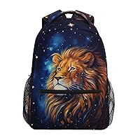 ALAZA Lion Galaxy Backpack Purse with Multiple Pockets Name Card Personalized Travel Laptop Book Bag, Size M/16.9 inch