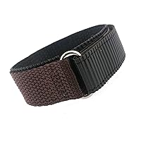 VEL100BR-22 Watch Band Nylon One Piece Wrap Sport Strap Brown Adjustable Hook And Loop 22 millimeter