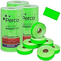 Fluorescent Green Pricing Labels for Monarch 1131 Price Gun – 3 Sleeves, 24 Rolls Value Pack - 60,000 Price Marking Labels – with Ink Rolls Included