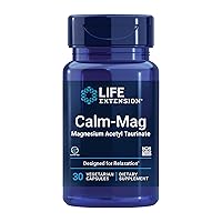 Life Extension Calm-Mag - Bioavailable Form of Magnesium Acetyl Taurinate Supplement for Relaxation and Stress Management - Gluten Free, Non-GMO, Vegetarian - 30 Capsules