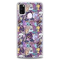 TPU Case Compatible with Samsung Galaxy F52 5G F23 M80s M62 M30 F62 M20 M10 M02 Print Spooky Silicone Magic Tarot Slim fit Flexible Design Lightweight Clear Soft Spellbook Witchcraft Ouija