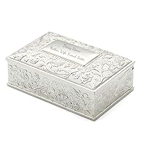 Personalized Silver Deluxe Jewelry Box - Engraved Modern Jewelry box - Floral Sunflower Rectangular Trinket Box for Flower Girl, Bridesmaids, Sweet Sixteen