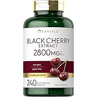 Black Cherry Extract Concentrate 2800 mg | 240 Capsules | Non-GMO and Gluten Free Formula | Prunus Serotina Supplement