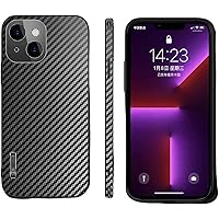 Case for iPhone 14, Carbon Fiber Texture Shockproof Back Cover with Camera Lens Protection Metal Bumper Frame Ultra Slim Drop Anti-Scratch Phone Case for iPhone 14
