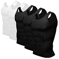 Odoland Mens 5 Pack Body Shaper Slimming Tummy Vest Thermal Compression Shirt Tank Top Shapewear