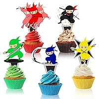 30Pcs Ninja Cupcake Toppers | Ninja Cupcake Picks Decorations for Kids' Birthday Party Baby Shower Decor,Double-Sided Ninja Theme Party Decorations.
