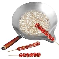 Candy Melting Pot Candy Melter with V Spout Cast Iron Wok with Heat Resistant Handle Stainless Steel Tanghulu Sugar Dipping Pan Candy Melter Pot Candy Melter