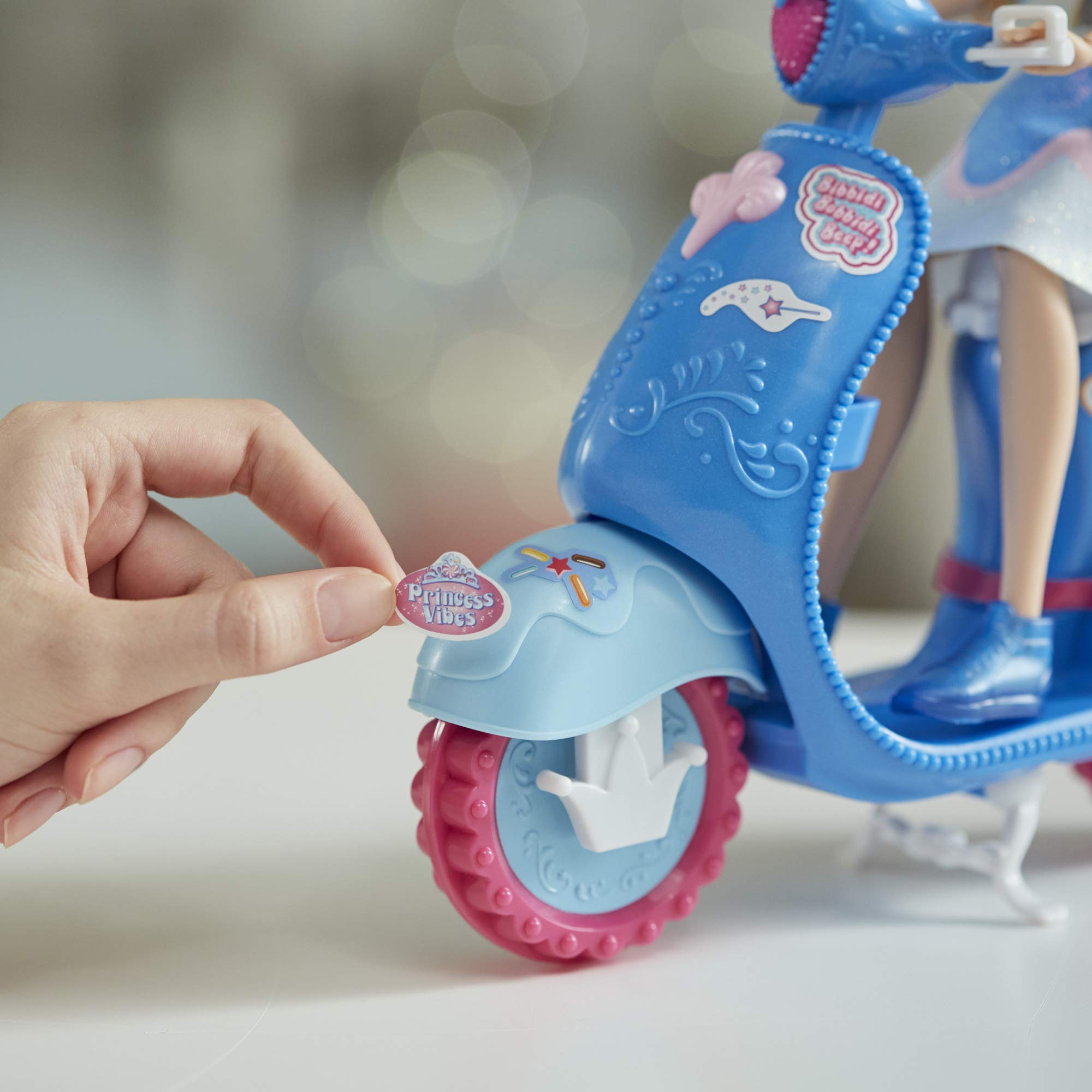 Disney Princess Comfy Squad Cinderella's Sweet Scooter, Fashion Doll with Scooter, Helmet, and Stickers, Toy for Girls 5 Years and Up