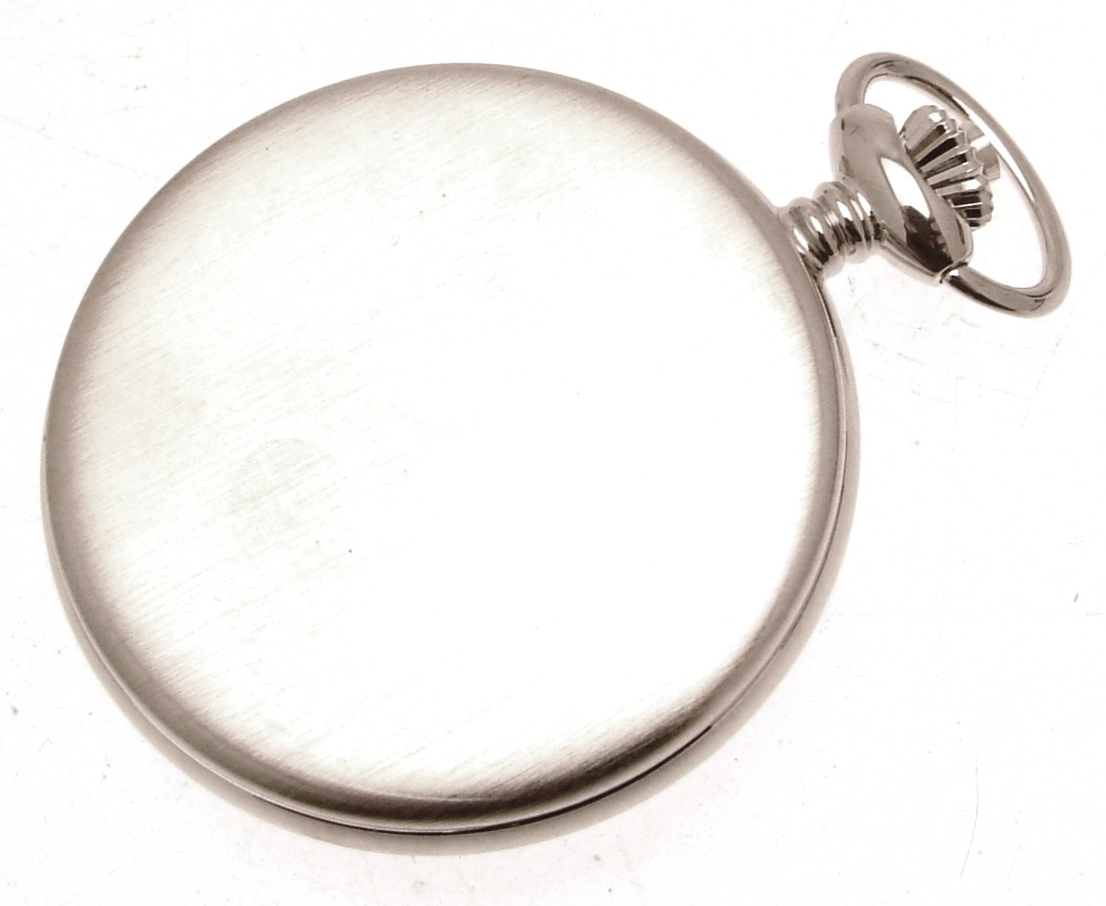 Silver Colour Metal cased Half Hunter Pocket Watch with Window, Chain and fob