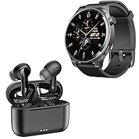 TOZO S5 Smartwatch (Answer/Make Calls) Sport Mode Fitness Watch, Black + NC2 Wireless Bluetooth in-Ear Headphones Black