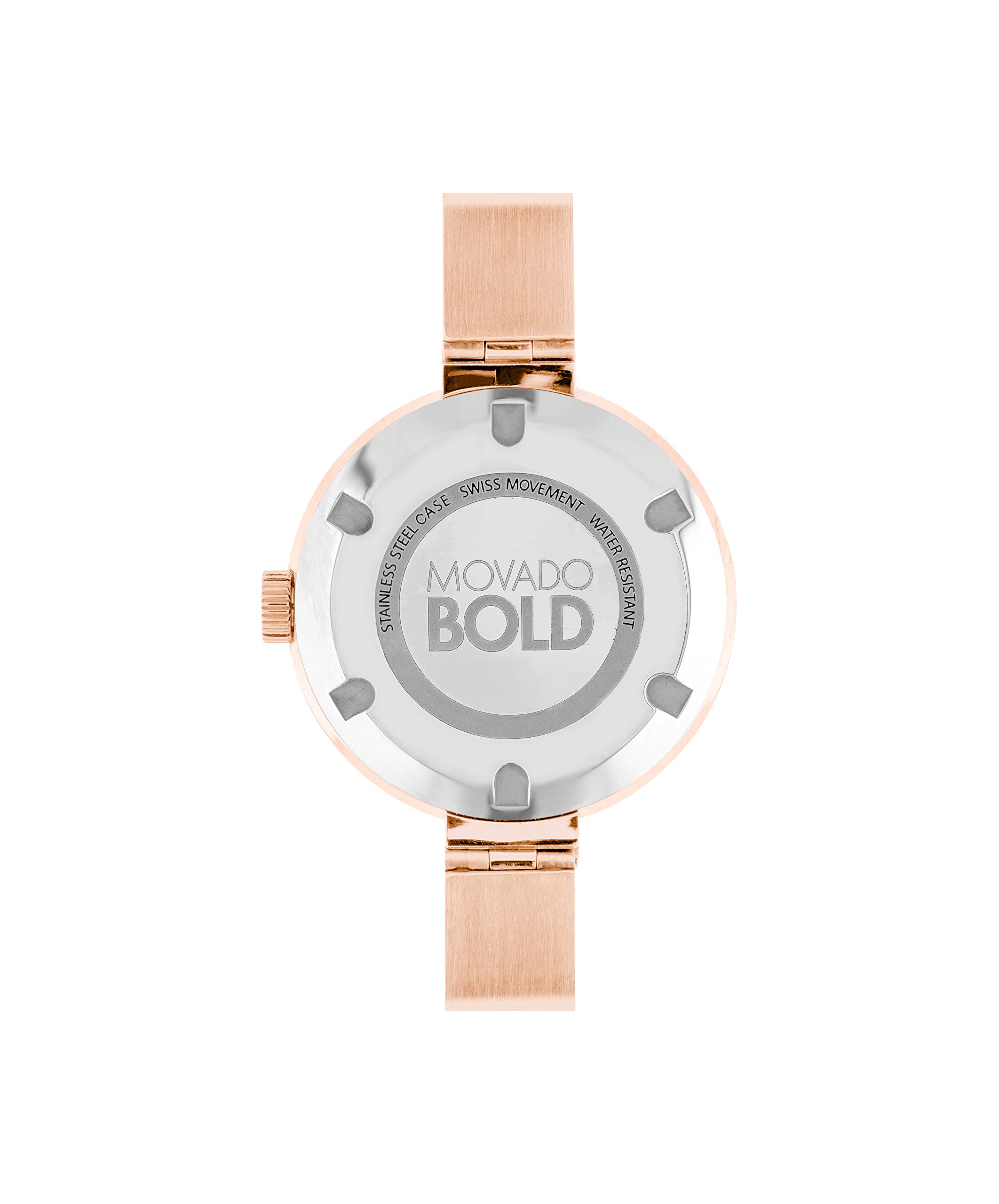 Movado Women's BOLD Bangles Rose Gold Watch with a Flat Dot Sunray Dial, Gold/Pink (Model 3600202)