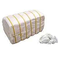 99363 Premium Supreme Quality Smooth Jersey Die Cut Cleaning T-Shirt Cloth Rags, Lint Free, White, 100 lb Bale