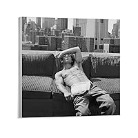 HUANGii Jeremy Allen White Famous Actor Black And White Portrait Poster (2) Canvas Poster Wall Art Decor Print Picture Paintings for Living Room Bedroom Decoration Unframe-style 10x10inch(25x25cm)
