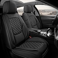 Car Seat Covers Full Set, 5 Seats Universal Waterproof Leather Vehicle Cushion for Automotive Front and Rear, Protectors Fit for Most SUV Truck Sedans Pick-up Jeep, Airbag Compatible (Black)