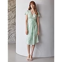 Dresses for Women 2023 Spring Dresses for Women Linen Fitted Tulip Dress (Color : Mint Green, Size : X-Small)