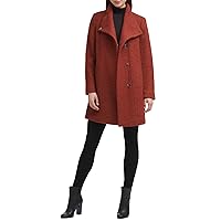 Kenneth Cole Women's Button 3/4 Length Boucle Wool Peacoat