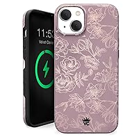 Velvet Caviar Compatible with iPhone 15 Plus Case Flowers Floral [10ft Drop Tested] Compatible with MagSafe - Protective Microfiber Lining (Purple, Rose Gold)