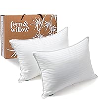 Fern and Willow Pillows for Sleeping - Set of 2 Standard Size/Kids Size Down Alternative Pillow Set w/Luxury Plush Cooling Gel for Side, Back & Stomach Sleepers