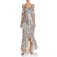 LAUNDRY BY SHELLI SEGAL Womens Mesh Sequined Evening Dress Beige 0