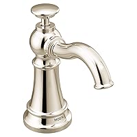 Moen S3945NL Traditional Deck Mounted Kitchen Soap Dispenser with Above the Sink Refillable Bottle, Polished Nickel