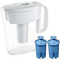 Brita Water Filter Pitcher for Tap and Drinking Water with SmartLight Filter Change Indicator, Includes 2 Elite Filters, Reduces 99% of Lead, Lasts 6 Months Each, 6 Cup Capacity, BPA Free, White