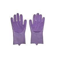 Silicone Dishwashing Gloves, Dishwasher Cleaning Sponge Gloves, Durable, Clean, Hand Care for Kitchen, Cleaning (Purple)