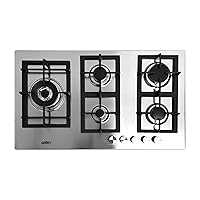 Summit GCJ536SS, 34-Inch-Wide 5-Burner Gas Cooktop, Stainless Steel with Sealed Burners, Cast Iron Grates, NG/LPG Conversion Kit, Wok Ring, Flame Failure Protection, Easy to Clean, Cord Included