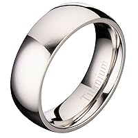 Classic Mirror Polished Lightweight 3mm to 8mm Titanium Wedding Band Comfort Fit Ring Size 3