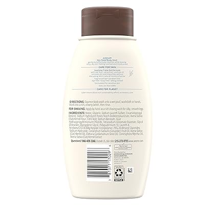 Aveeno Skin Relief Fragrance-Free Body Wash with Triple Oat Formula, Gentle Daily Cleanser for Sensitive Skin Leaves Itchy, Dry Skin Soothed & Feeling Moisturized, Sulfate-Free, 12 fl. oz