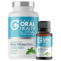 Advanced Bad Breath Treatment Duo — The Oral Probiotics Tablet & OraRestore Natural Mouth & Tooth Concentrated Oil — Dentist Formulated Mint Flavor