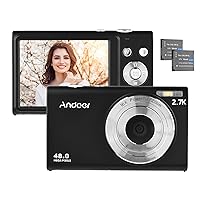2.7K Digital Camera Compact Video Cam der 48MP Auto Focus 2.88 Inch IPS S n 16X -Shake F Detact Smile Capture Built-in LED Fill Light with Carry Bag Wrist Strap 2pcs Batteries