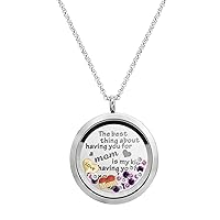 The Best Thing About Having You For A Mom Is My Kids Having You For A Grandma Stainless Steel Locket Pendant Floating Charms Necklace