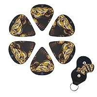 Guitar Picks 6 Pack Thin Medium Heavy Yellow Snake Guitar Pick For Men Women Personalized Guitar Plectrum Guitar Accessorie For Acoustic Guitar Electric Guitar Bass Unique Gift 0.96mm