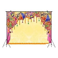 Aperturee Macrame Indian Traditional Wedding Backdrop 9x6ft Orange Flower Marigold Hindu Marriage Curtain Photography Background Party Decoration Bridal Shower Ceremony Decor Photo Booth Studio Props