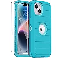 Annymall for iPhone 14 Case with 2 Screen Protector,Full Body Shockproof Drop Protection Dust Proof Heavy Duty 3-Layer Rugged Durable Military Grade Cover for Apple iPhone 14 6.1