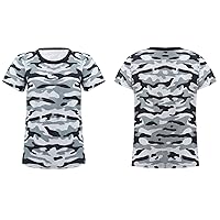 Kids Boys Summer Casual Cotton Camouflage Tops Round Neckline Short Sleeves Stylish T-Shirt for Sports Playwear
