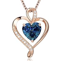 LAVUMO Necklaces for Women Sterling Silver Heart Pendant Chain Necklace Rose Gold Jewellery Cubic Zirconia Gifts for Girlfriend Wife Mum Her Birthday Anniversary Christmas Mothers Day Valentines Gift