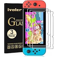 ivoler [3 Pack Screen Protector Tempered Glass for Nintendo Switch, Matte Transparent HD Clear Anti-Scratch Screen Protector Compatible Switch