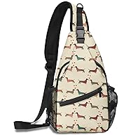 Dachshund Dog Sling Bag Travel Crossbody Backpack Chest Hiking Bags Casual Shoulder Daypack for Women Men with Strap Lightweight Outdoor Sport Climbing Runners