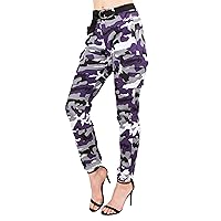 TwiinSisters Women's High Waist Slim Fit Jogger Cargo Camo Pants for Women with Matching Belt