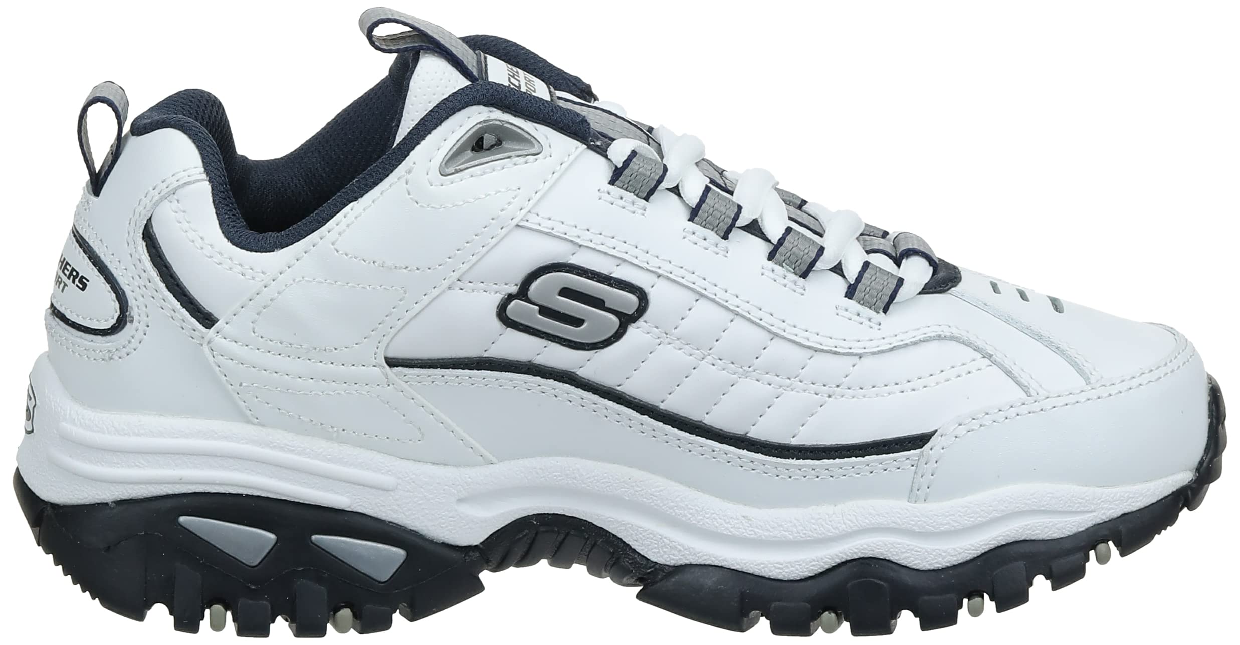 Skechers Men's Energy Afterburn Shoes Lace-Up Sneaker, White/Navy, 6.5 Wide