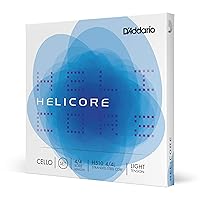 D'Addario H510 Helicore Cello String Set, 4/4 Scale Light Tension (1 Set)– Stranded Steel Core for Optimum Playability and Clear, Warm Tone – Versatile and Durable – Sealed Pouch Prevents Corrosion