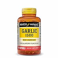MASON NATURAL Garlic 1500 - Equivalent to 1500 mg of Fresh Garlic Bulbs, Healthy Circulatory Function, 100 Softgels