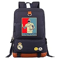 Soccer Stars Backpack Benzema Graphic Laptop Knapsack Casual Wear Resistant Hiking Daypacks