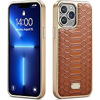 ZIFENGX- Case for iPhone 14 Pro, Premium Leather Slim Fit Phone Case Electroplated TPU Bumper Shockproof Anti-Fall Protective Brown