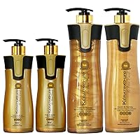 Keratin Cure Best Treatment Gold and Honey Bio 15 Ounces for Silky Soft Hair Formaldehyde Free Professional Complex with Argan Oil Nourishing Straightening Damaged Dry Frizzy Coarse Curly Wavy Hair