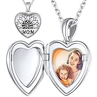 Custom4U Personalized Heart Locket Necklace with Picture Custom Sterling Silver Graduation Cap/Always in My Heart/You are My Sunshine Lockets Engraving Jewelry Class of 2024 Gifts Mothers Day Necklace