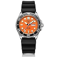 Rotary Super 7 Scuba Automatic Orange Dial Ceramic Bezel Silicone Strap Men’s Dive Watch S7S002S