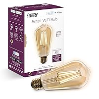 ST1960/FIL/AG 60 Watt Equivalent WiFi Dimmable, No Hub Required, Alexa or Google Assistant ST19 Edison Vintage LED Smart Light Bulb, Yellow, 5.4